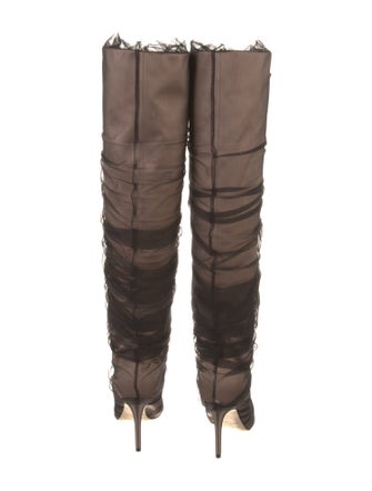 Jimmy Choo Mesh Accents Slouch Boots