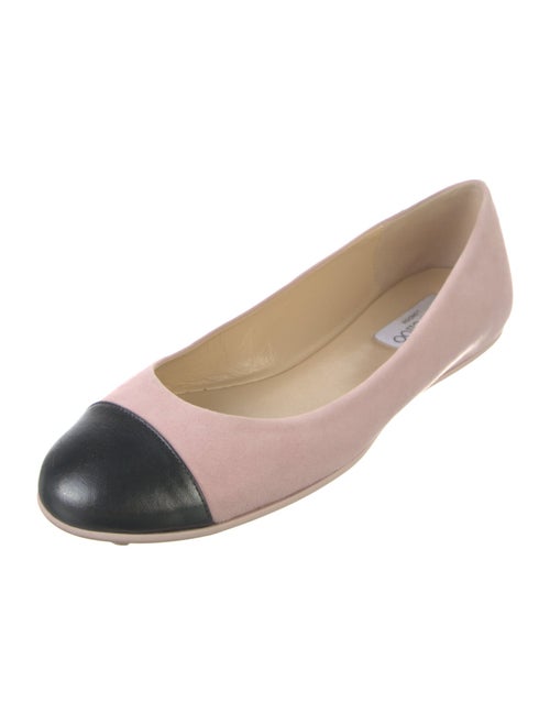 Jimmy Choo Suede Leather Trim Embellishment Ballet Flats