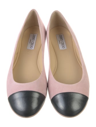 Jimmy Choo Suede Leather Trim Embellishment Ballet Flats