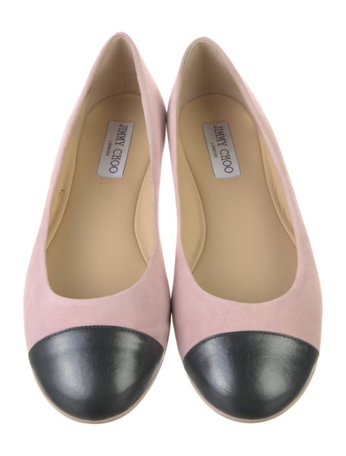 Jimmy Choo Suede Leather Trim Embellishment Ballet Flats