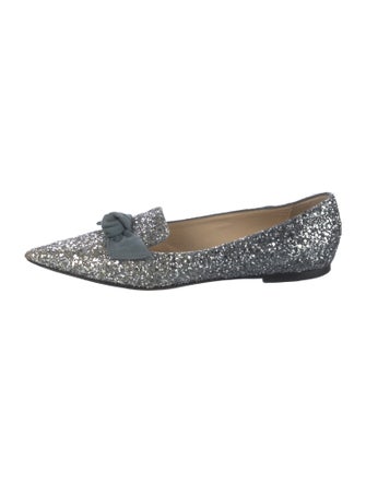 Jimmy Choo Glitter Bow Accents Loafers