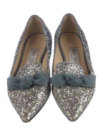 Jimmy Choo Glitter Bow Accents Loafers