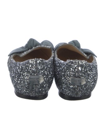 Jimmy Choo Glitter Bow Accents Loafers