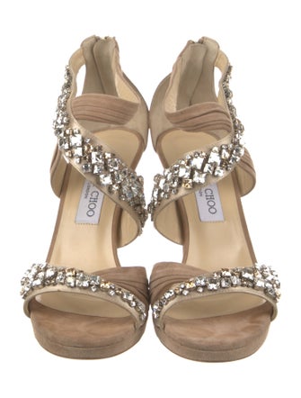 Jimmy Choo Suede Crystal Embellishments Sandals