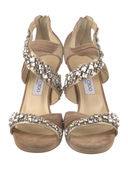 Jimmy Choo Suede Crystal Embellishments Sandals