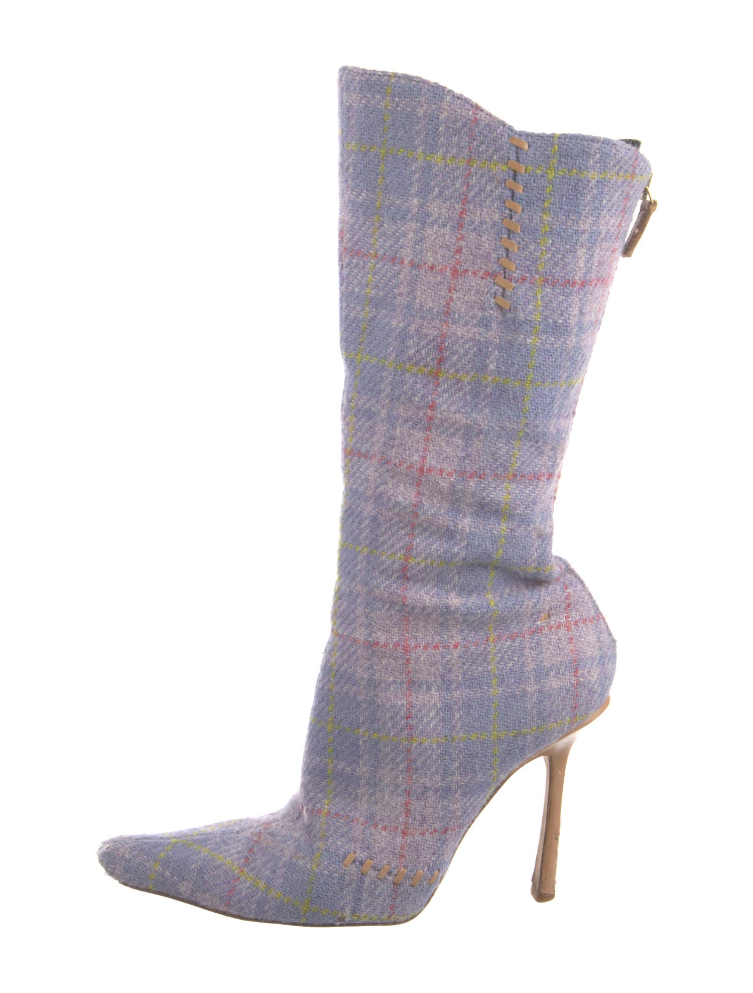 Jimmy Choo Tweed Plaid Print Sock Boots