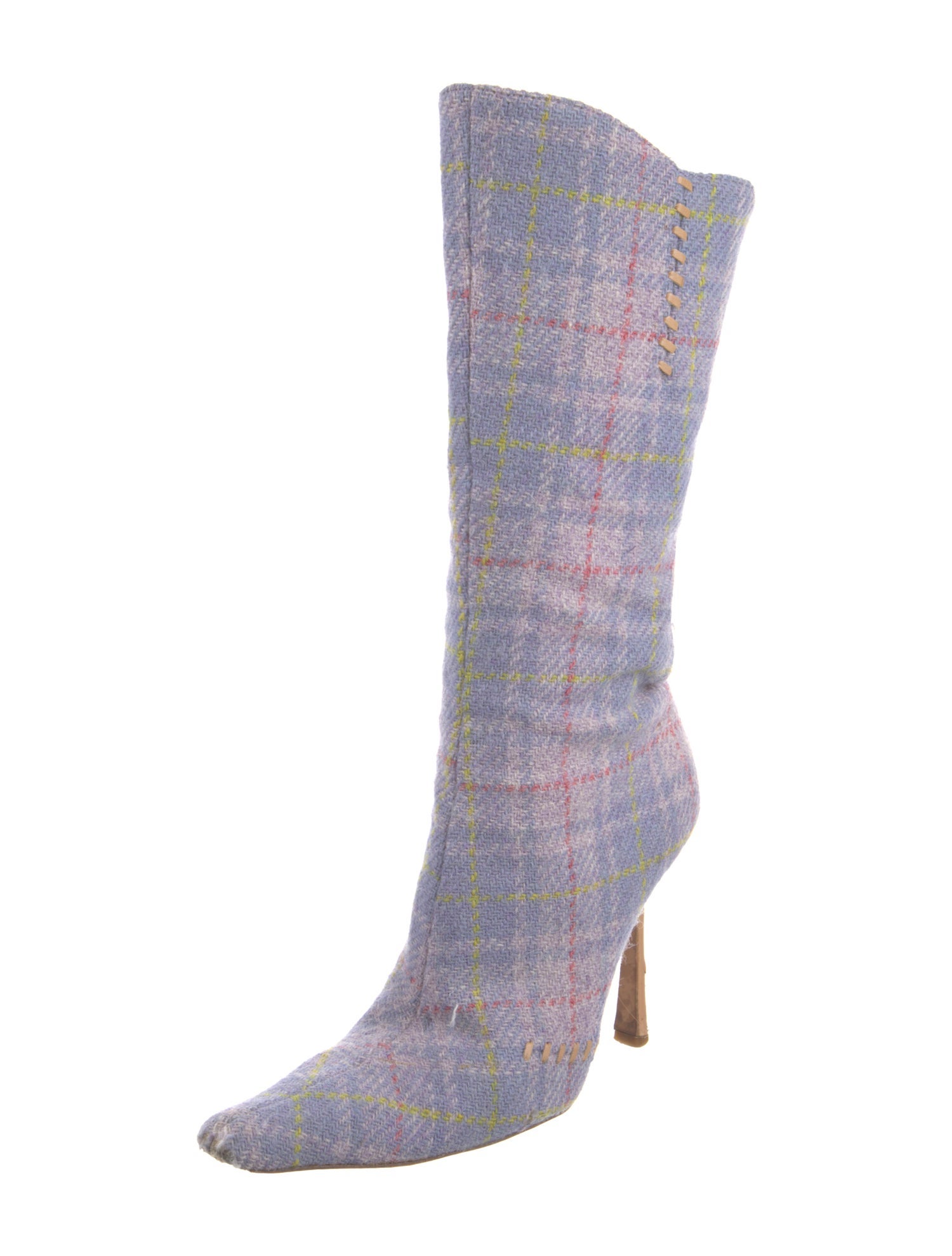 Jimmy Choo Tweed Plaid Print Sock Boots