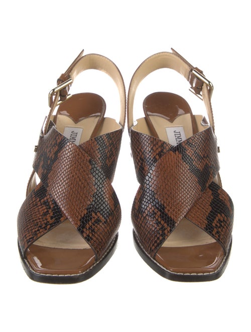 Jimmy Choo Embossed Leather Animal Print Slingback Sandals