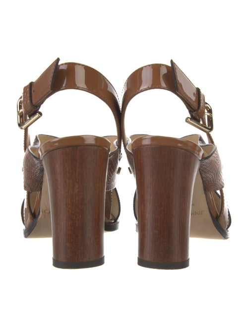 Jimmy Choo Embossed Leather Animal Print Slingback Sandals