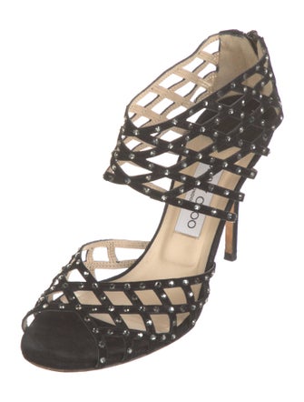 Jimmy Choo Suede Crystal Embellishments Sandals