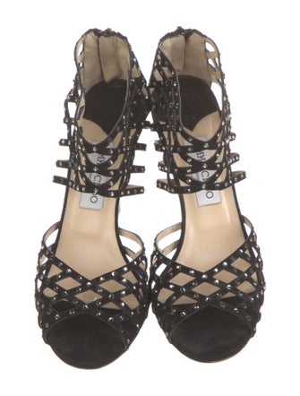 Jimmy Choo Suede Crystal Embellishments Sandals