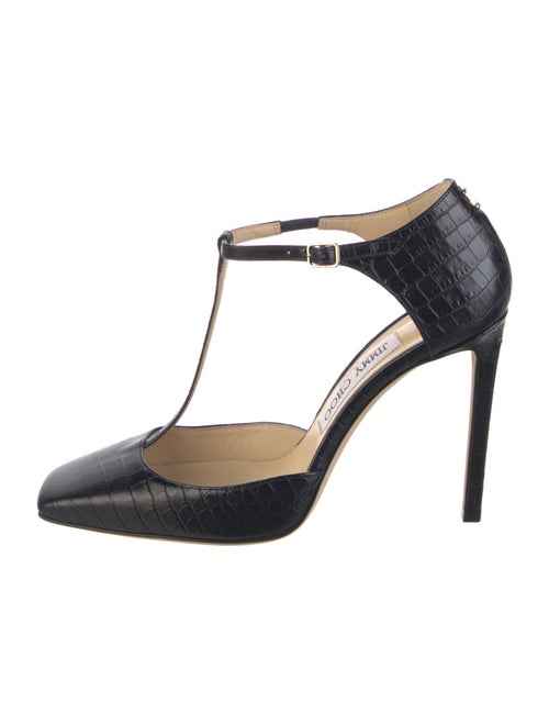 Jimmy Choo Lexica Embossed Leather T-Strap Pumps