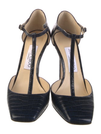 Jimmy Choo Lexica Embossed Leather T-Strap Pumps