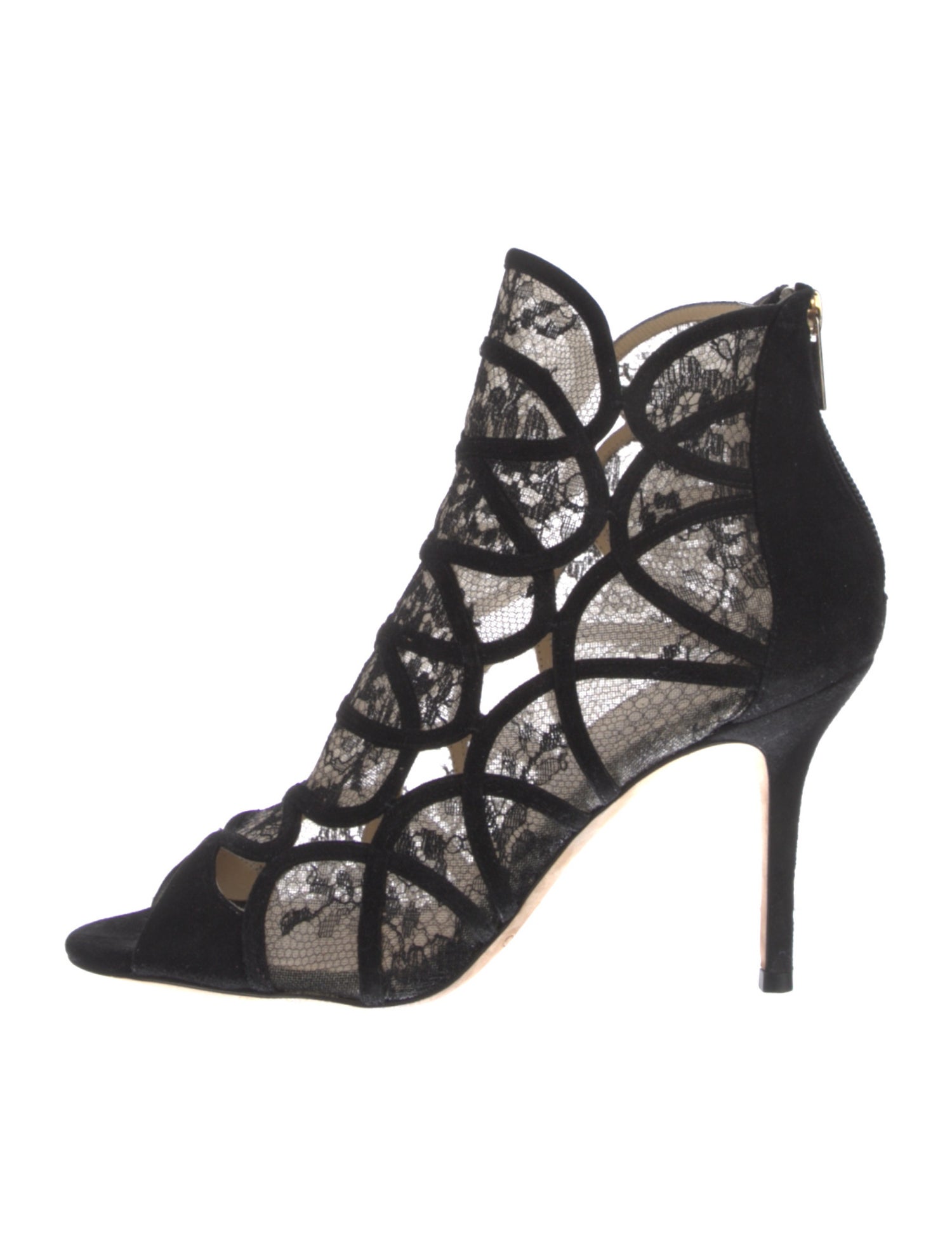Jimmy Choo Suede Lace Pattern Lace-Up Boots