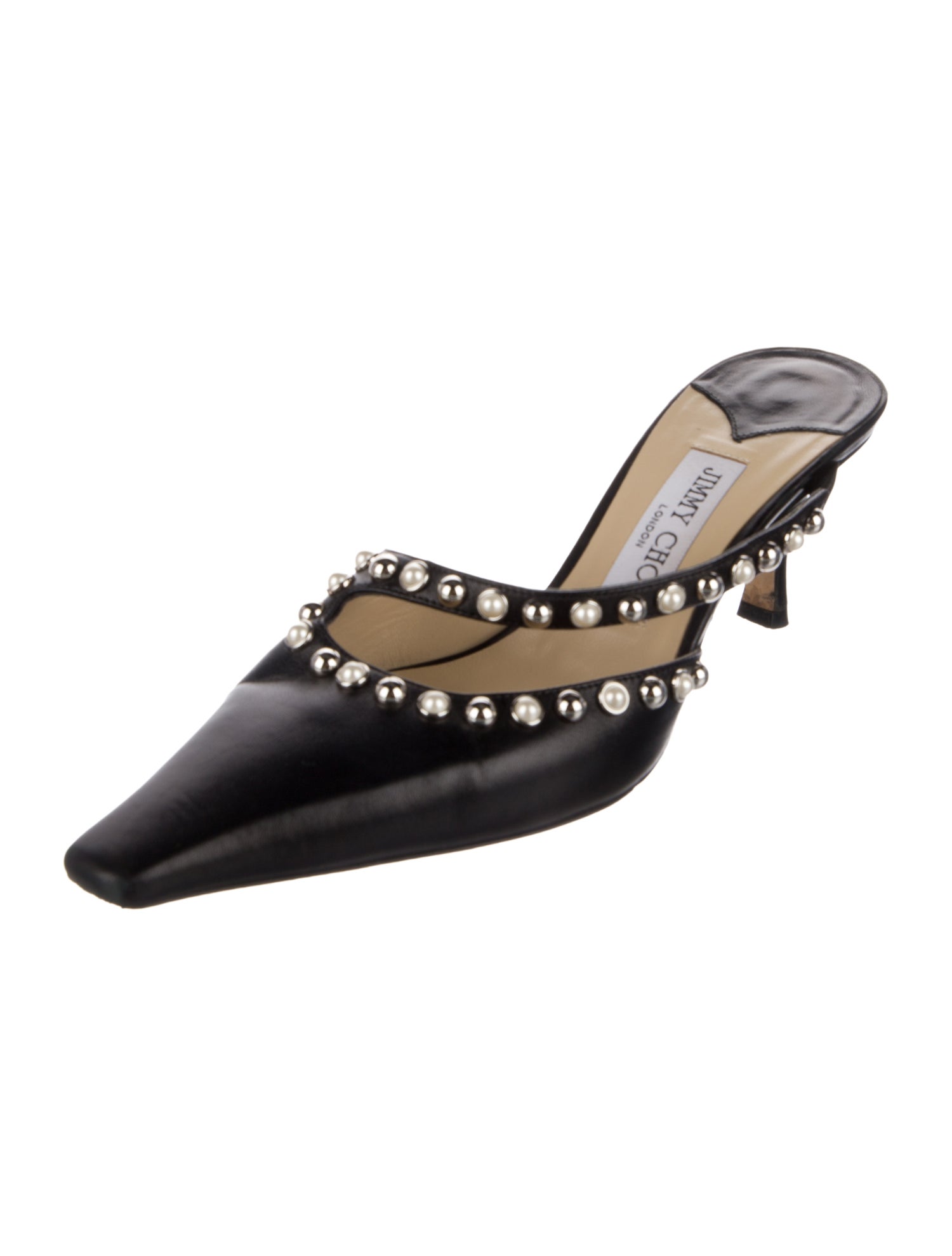 Jimmy Choo Leather Studded Accents Mules
