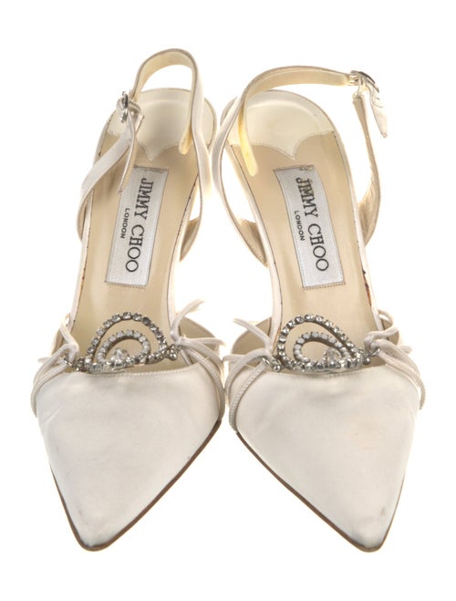 Jimmy Choo Satin Crystal Embellishments Slingback Pumps