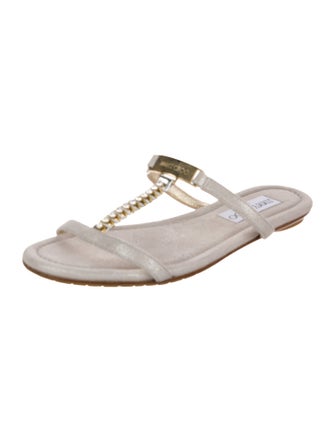 Jimmy Choo Crystal Embellishments T-Strap Sandals