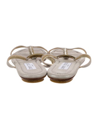 Jimmy Choo Crystal Embellishments T-Strap Sandals