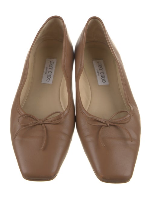 Jimmy Choo Leather Bow Accents Ballet Flats