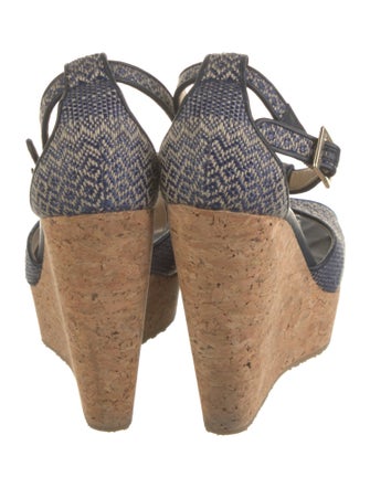 Jimmy Choo Patterned Leather Trim Embellishment T-Strap Pumps