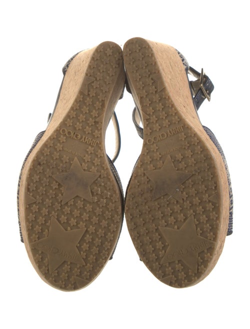 Jimmy Choo Patterned Leather Trim Embellishment T-Strap Pumps