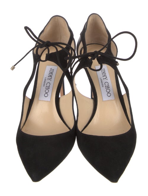 Jimmy Choo Suede Leather Trim Embellishment D'Orsay Pumps