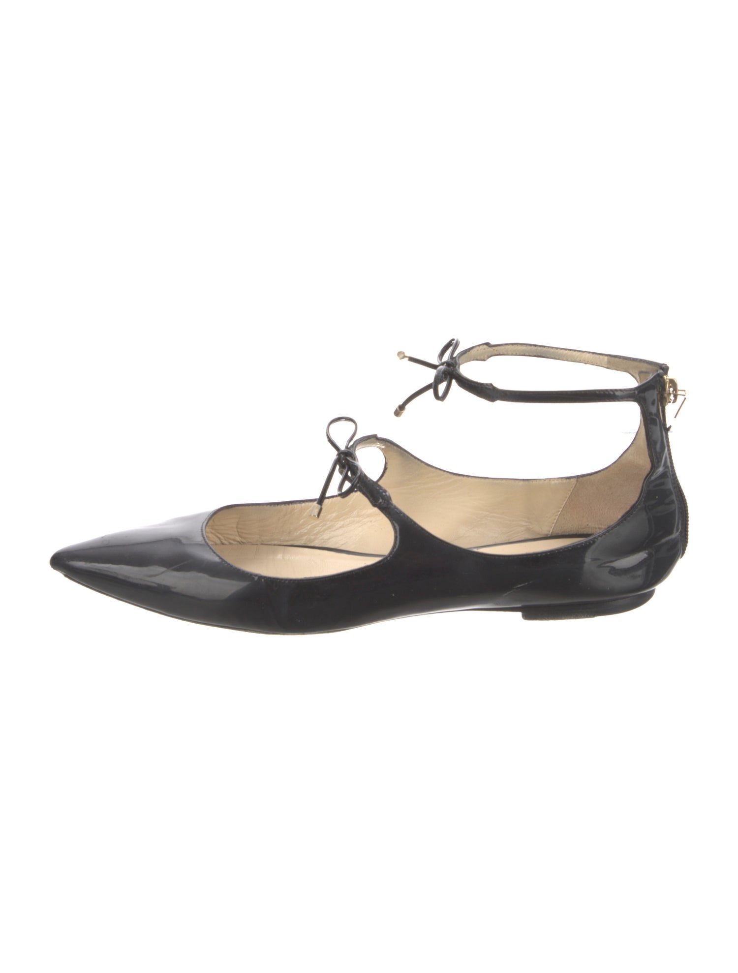 Jimmy Choo Patent Leather Bow Accents Ballet Flats