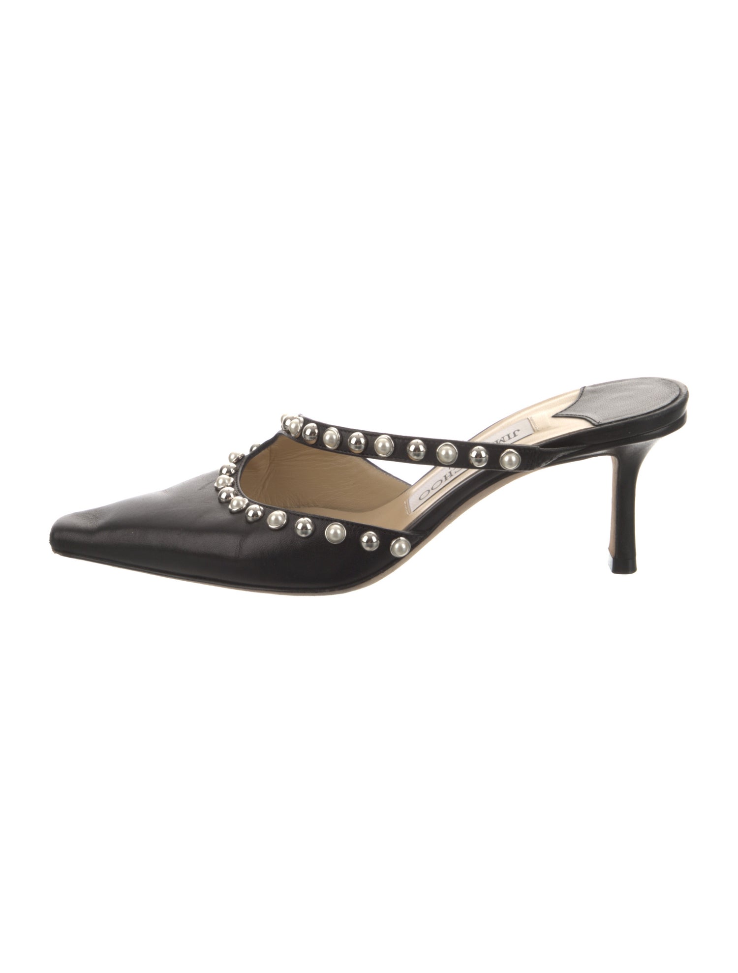 Jimmy Choo Leather Studded Accents Mules
