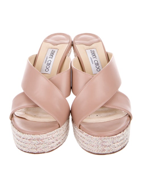 Jimmy Choo Leather Glitter Accents Espadrilles