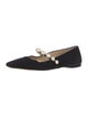 Jimmy Choo Suede Crystal Embellishments Mary Jane Flats