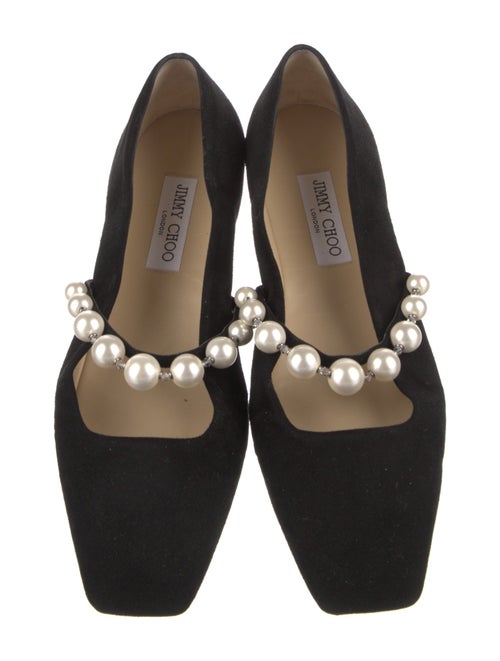 Jimmy Choo Suede Crystal Embellishments Mary Jane Flats