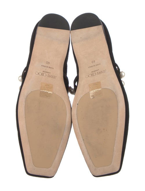 Jimmy Choo Suede Crystal Embellishments Mary Jane Flats