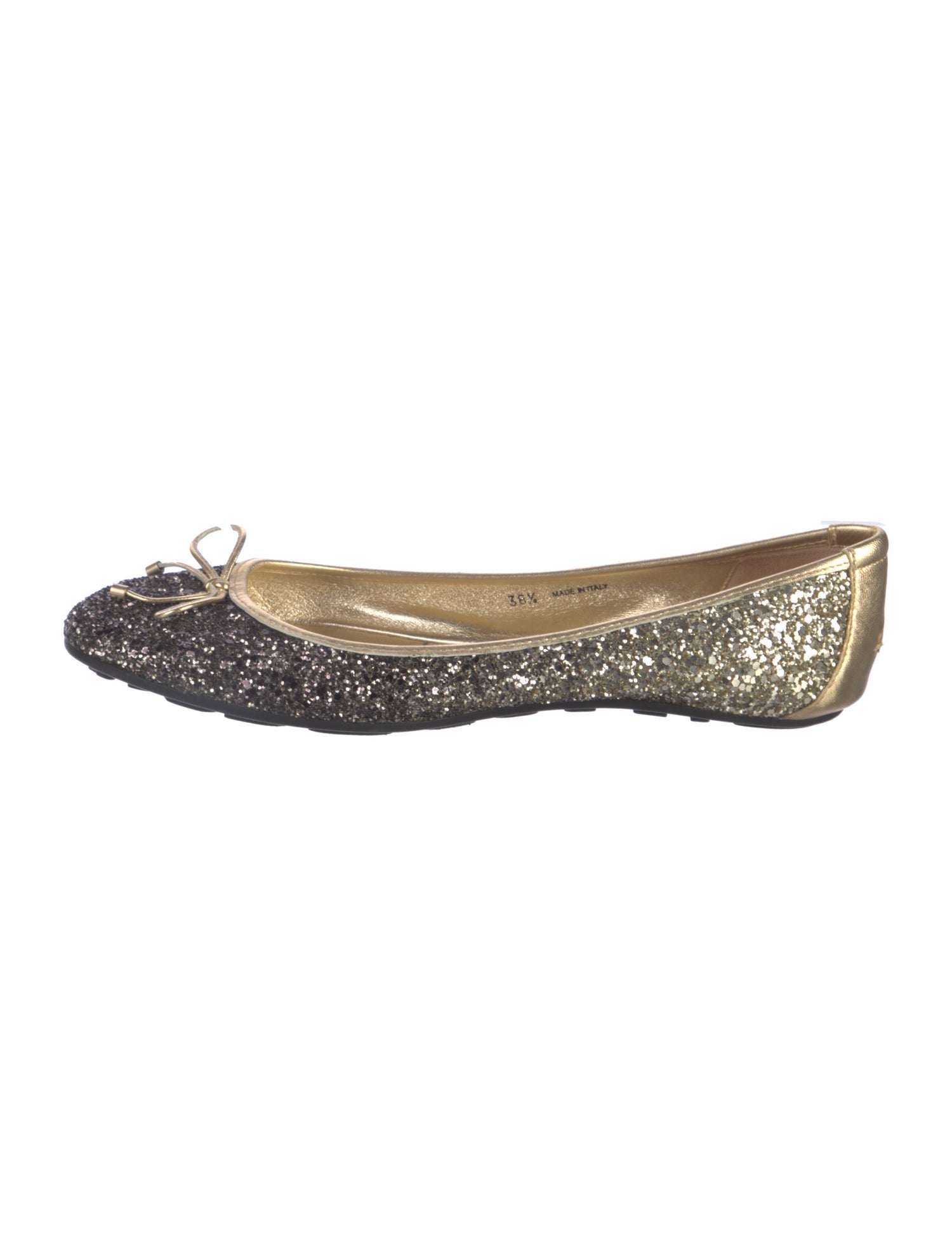 Jimmy Choo Glitter Bow Accents Ballet Flats