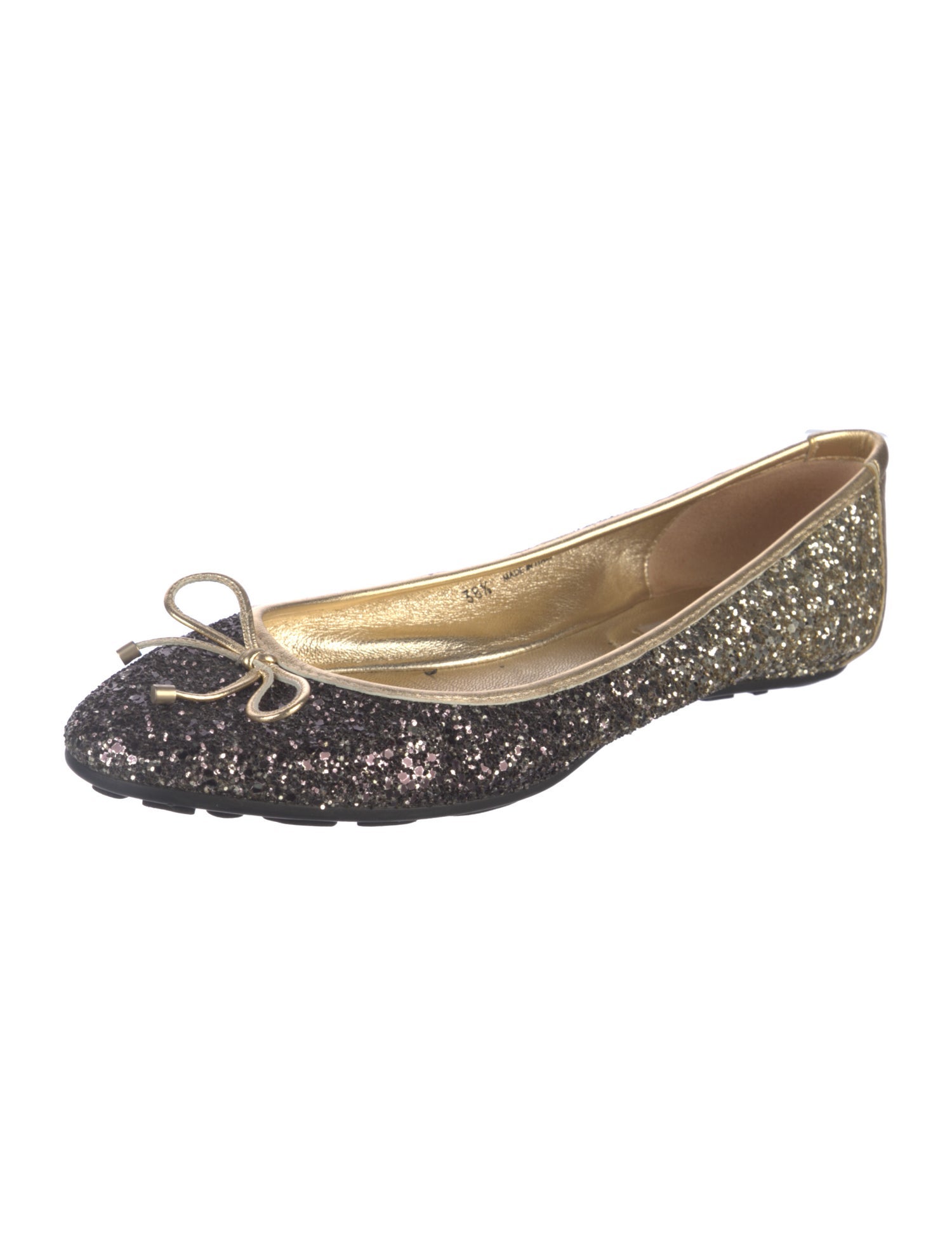Jimmy Choo Glitter Bow Accents Ballet Flats