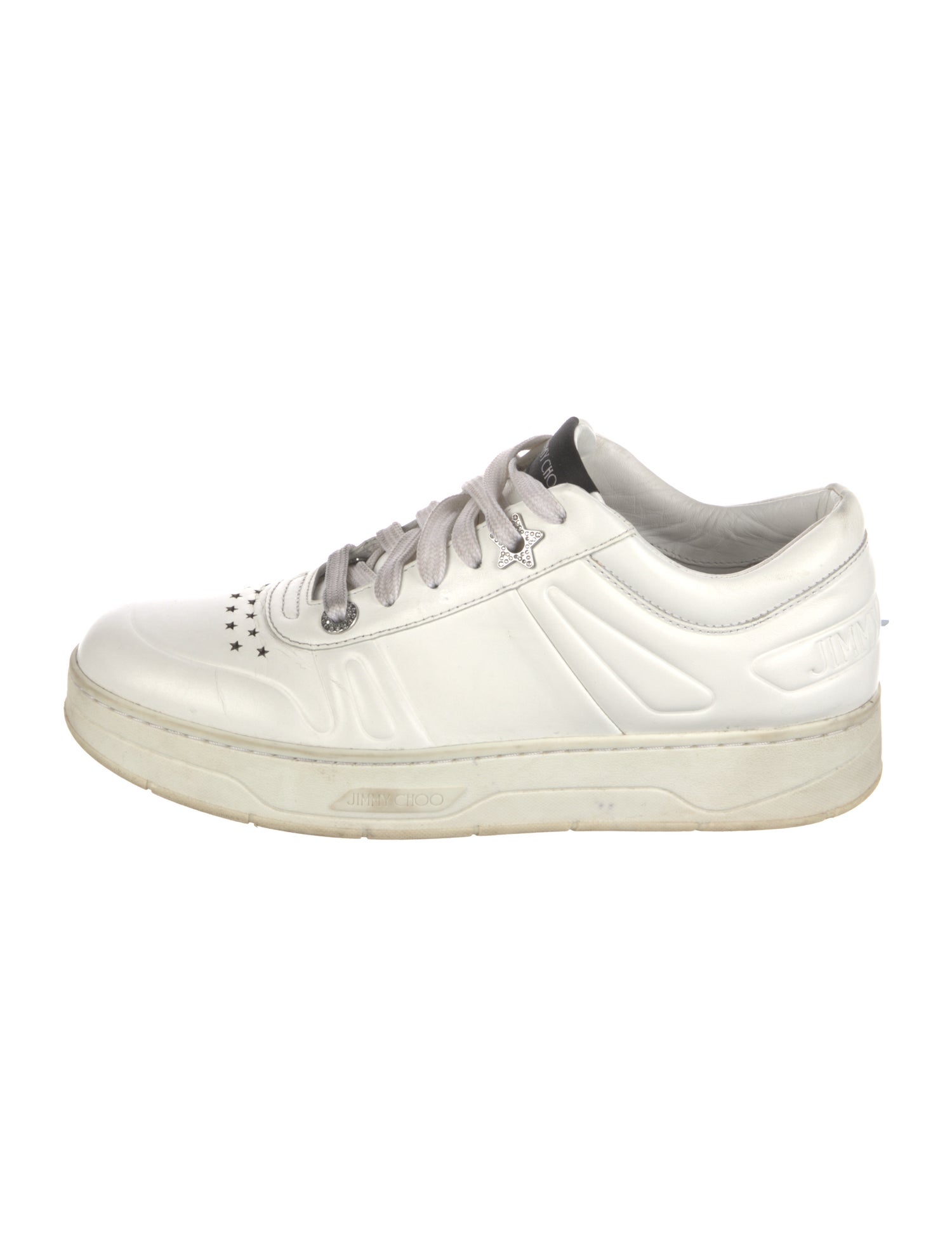 Jimmy Choo Leather Lasercut Accents Sneakers