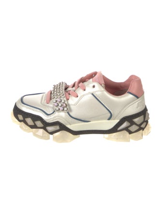 Jimmy Choo Leather Colorblock Pattern Sneakers