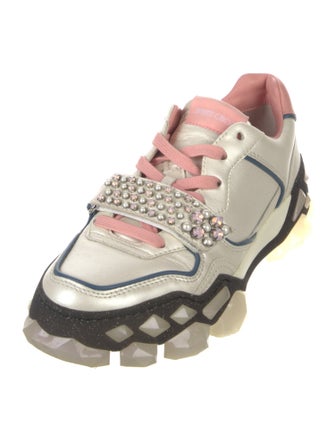 Jimmy Choo Leather Colorblock Pattern Sneakers