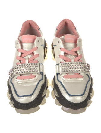 Jimmy Choo Leather Colorblock Pattern Sneakers