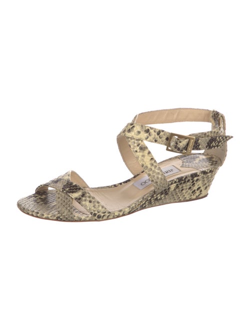 Jimmy Choo Embossed Leather Animal Print Sandals