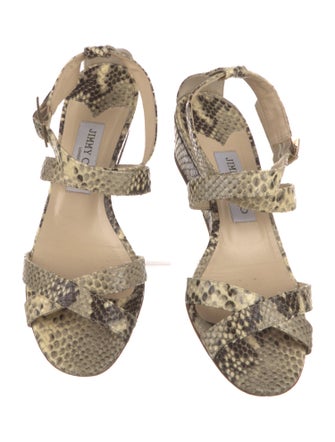 Jimmy Choo Embossed Leather Animal Print Sandals