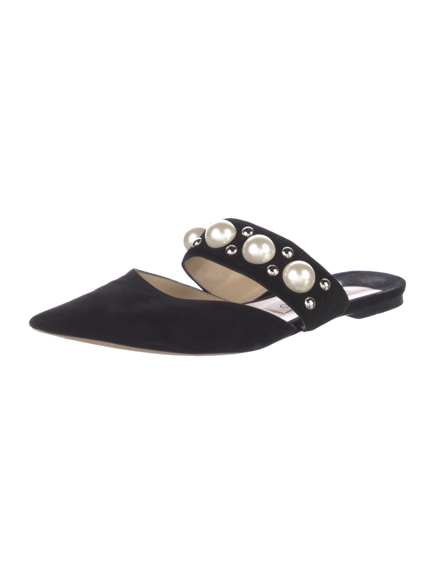 Jimmy Choo Faux Pearl Accents Suede Mules