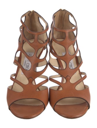 Jimmy Choo Leather Cutout Accent Gladiator Sandals