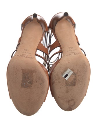 Jimmy Choo Leather Cutout Accent Gladiator Sandals