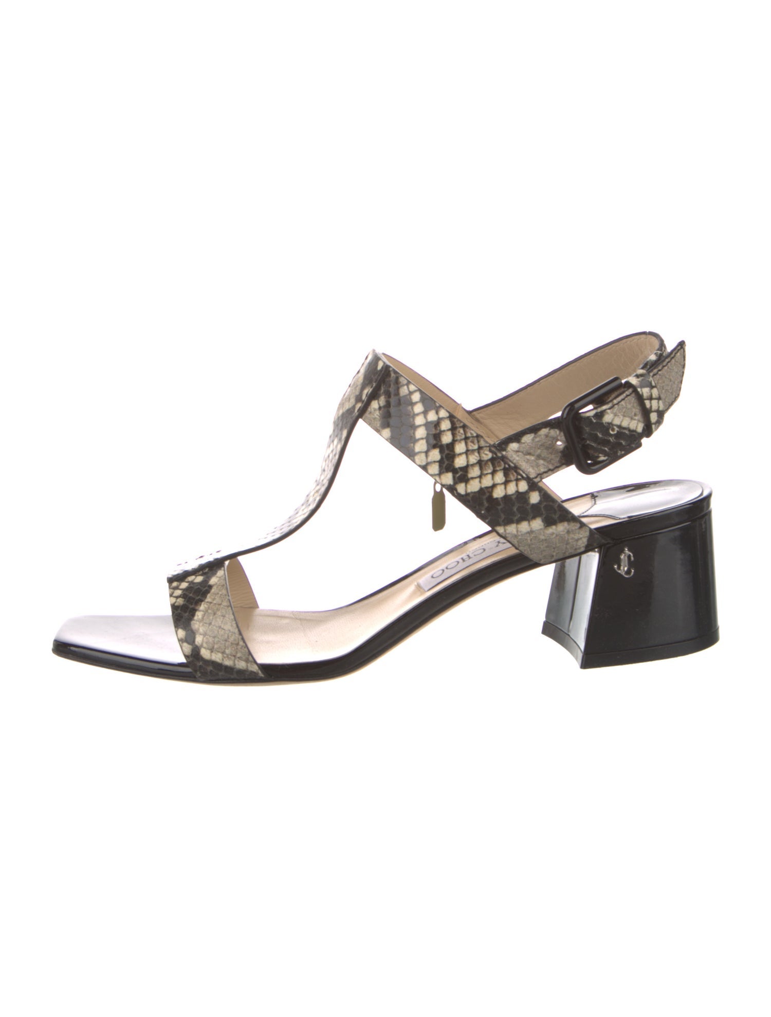 Jimmy Choo Leather Animal Print T-Strap Sandals
