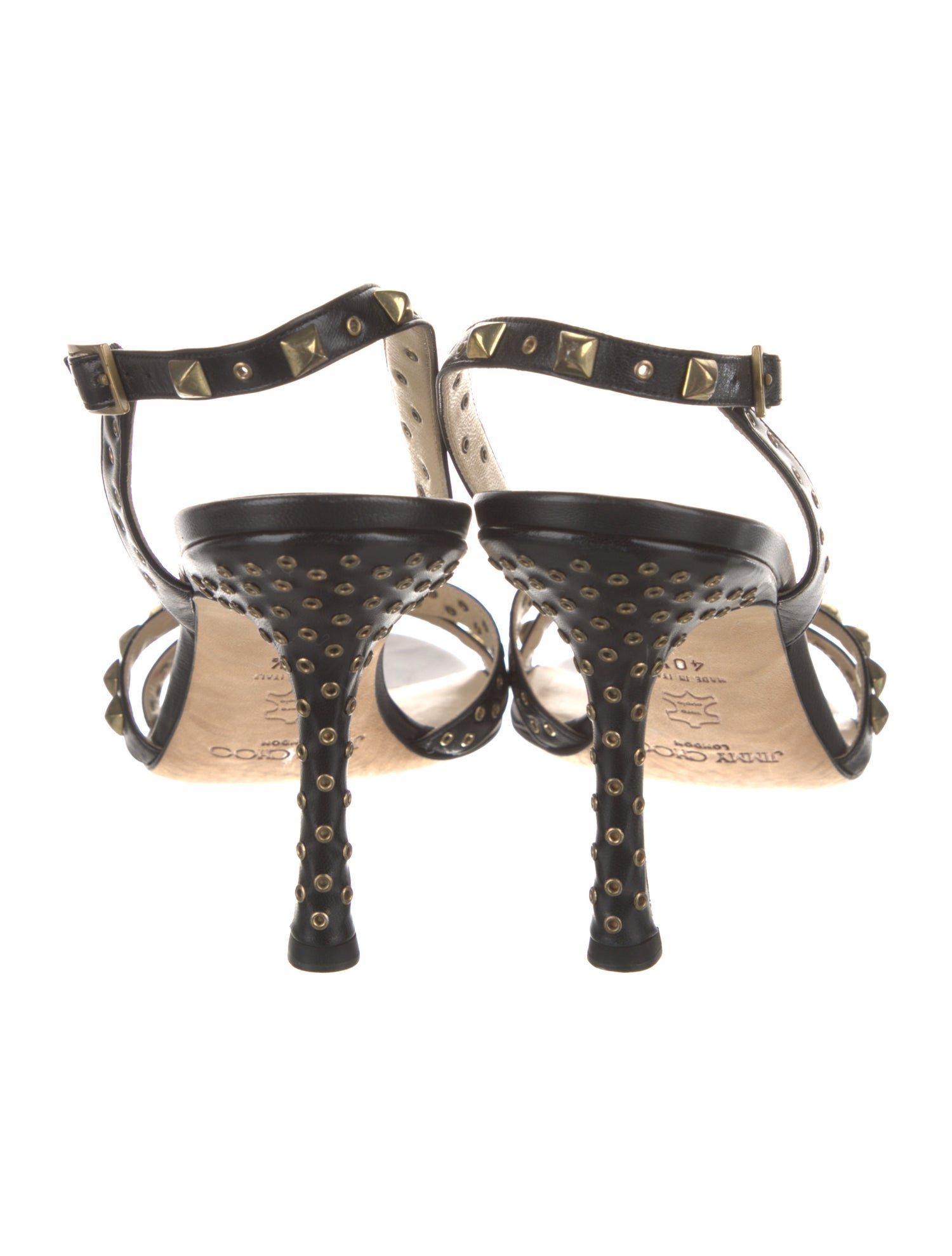 Jimmy Choo Rockstud Accents Leather Slingback Sandals