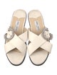 Jimmy Choo Leather Crystal Embellishments Slides