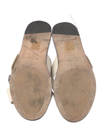 Jimmy Choo Leather Crystal Embellishments Slides