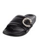 Jimmy Choo Leather Crystal Embellishments Slides