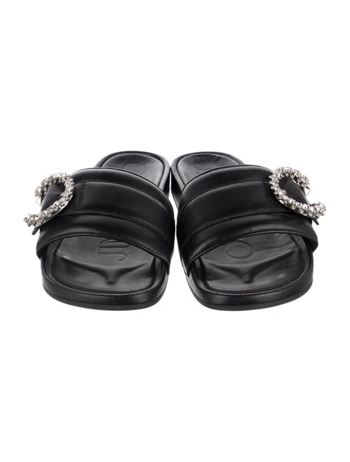 Jimmy Choo Leather Crystal Embellishments Slides
