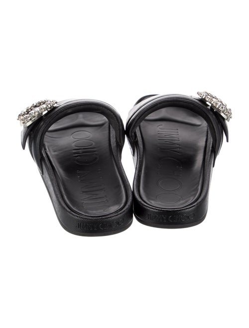 Jimmy Choo Leather Crystal Embellishments Slides